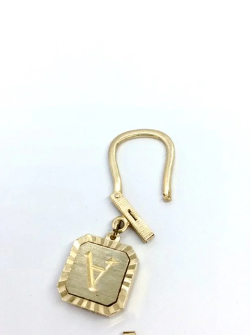 VINTAGE SWANK KEY FOB Gold Tone Detachable Valet Key Holder Initial A